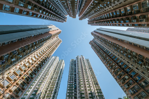 Photography high-rise residential buildings, apartment houses in Hong Kong