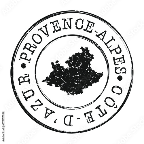 Provence-Alpes-Côte d'Azur, France Map Postmark. A Silhouette Postal Passport. Stamp Round Vector Icon. Vintage Postage Designs.