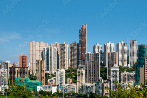 high-rise residential buildings, skyline  of Hong Kong © hanohiki