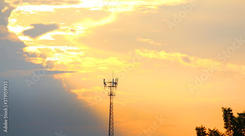 mobile starion pole with beauty sky background