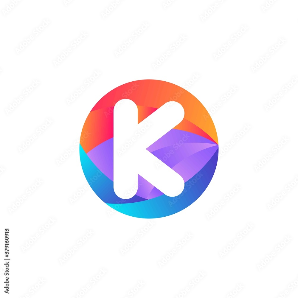 k letter Circle logo design. Ellipse logo with gradient. k letter Circle logo design. Ellipse logo with gradient.