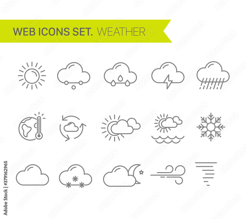 Weather thin line icons vector set