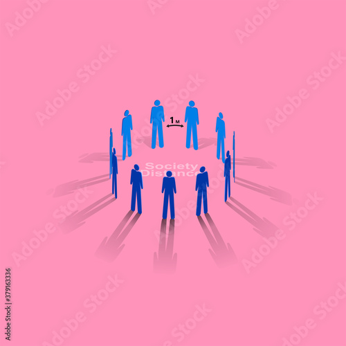 People joined in the ring,Social distancing,1 meter