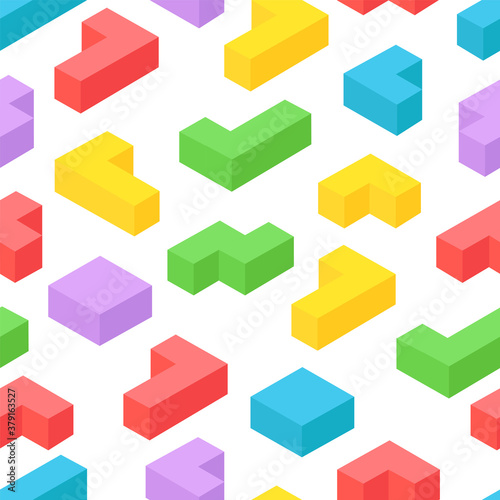 Isometric 3d blocks vector seamless background