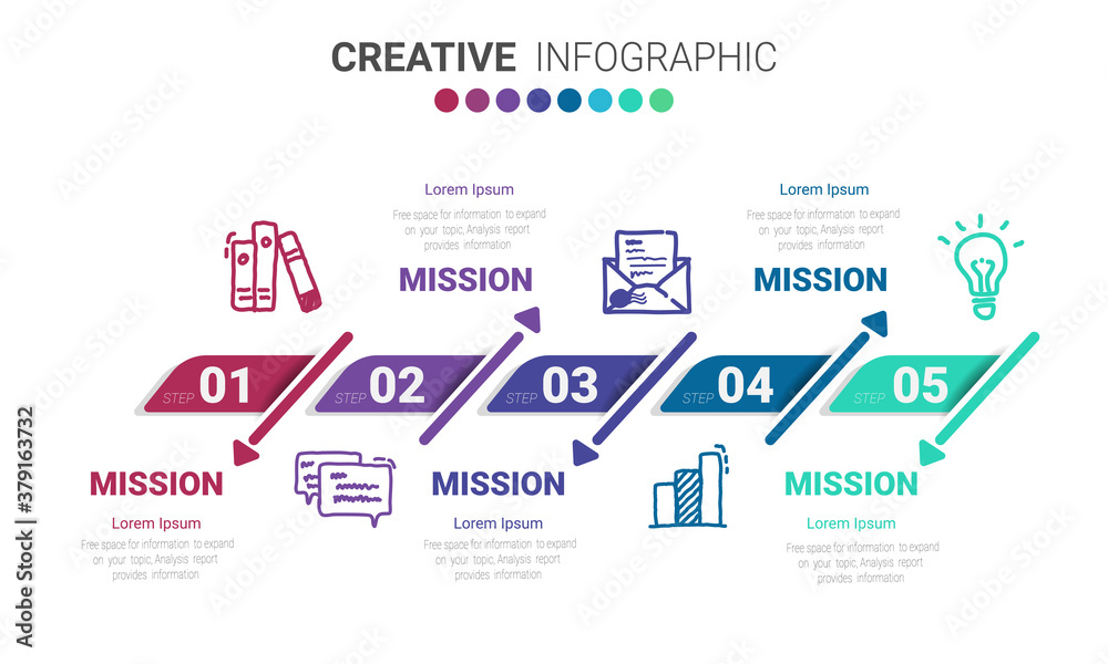 Infographic design template with numbers 5 option can be used for workflow layout, diagram, number step up options. Infographic design template with numbers 5 option can be used for workflow layout, diagram, number step up options.