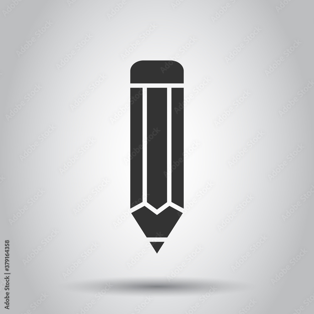 Pencil icon in flat style. Pen vector illustration on white isolated background. Drawing business concept. Pencil icon in flat style. Pen vector illustration on white isolated background. Drawing business concept.