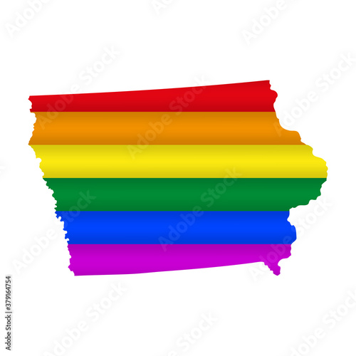 Iowa LGBT flag map. Vector illustration