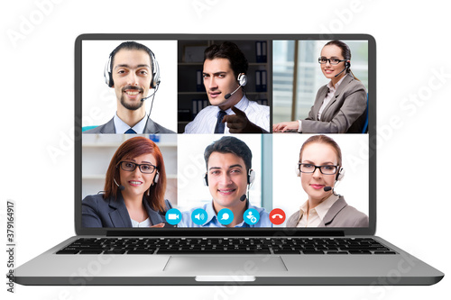 Concept of virtual collaboration through videoconferencing photo