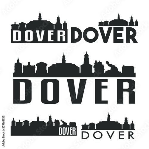 Dover Delaware USA Flat Icon Skyline Vector Silhouette Design Set.