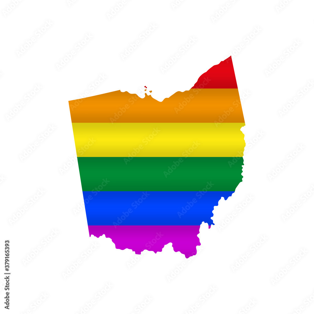 Obraz premium Ohio LGBT flag map. Vector illustration