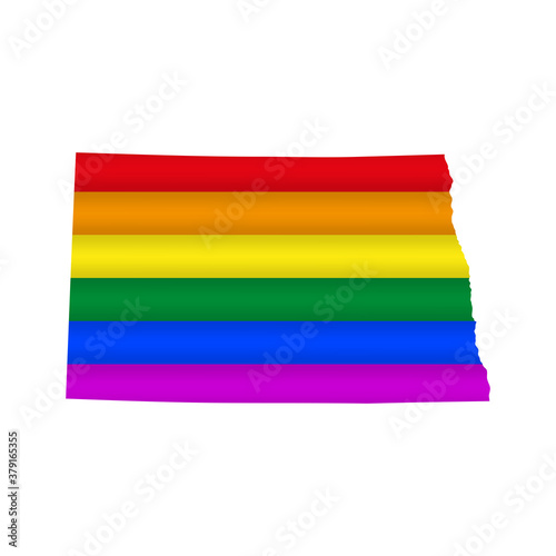 North Dakota LGBT flag map. Vector illustration