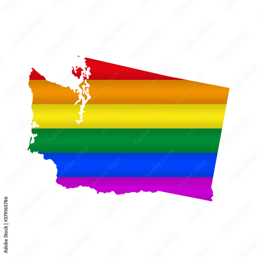 Obraz premium Washington LGBT flag map. Vector illustration