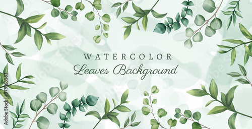 Beautiful watercolor leaves background