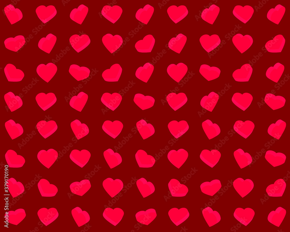 Red hearts on a red background. Vector illustration for fabric design, print for textile, wrapping, wed design, packaging, etc. Red hearts on a red background. Vector illustration for fabric design, print for textile, wrapping, wed design, packaging, etc.