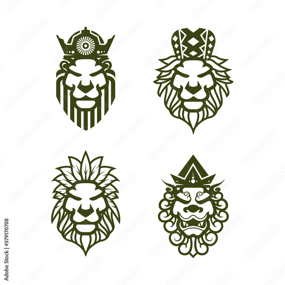 lion head template logo with crown lion head template logo with crown