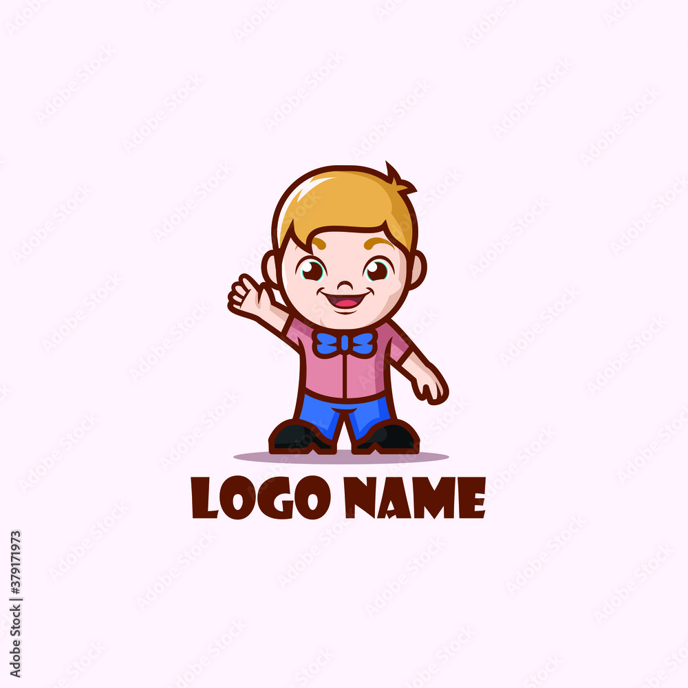 Boy character logo template
