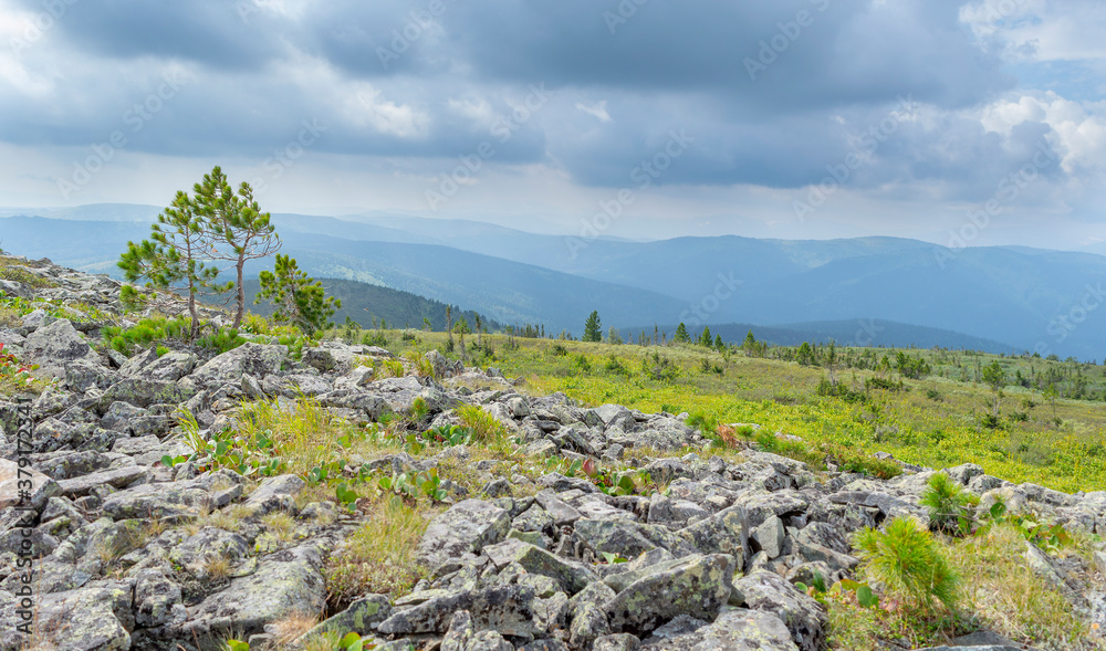 Beautiful mountain landscape in the Republic of Khakassia. Eastern Siberia, Russia