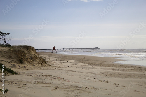 Piles of sand on Xangri-la beach in the state of Rio Grande do Sul in Brazil