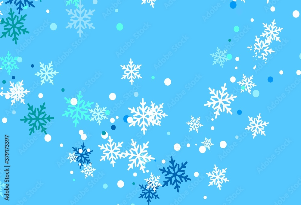 Light Blue, Green vector template with ice snowflakes. Light Blue, Green vector template with ice snowflakes.