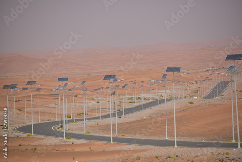 Wallpaper Mural LED solar lamp post in desert road.Photovoltaic. Torontodigital.ca