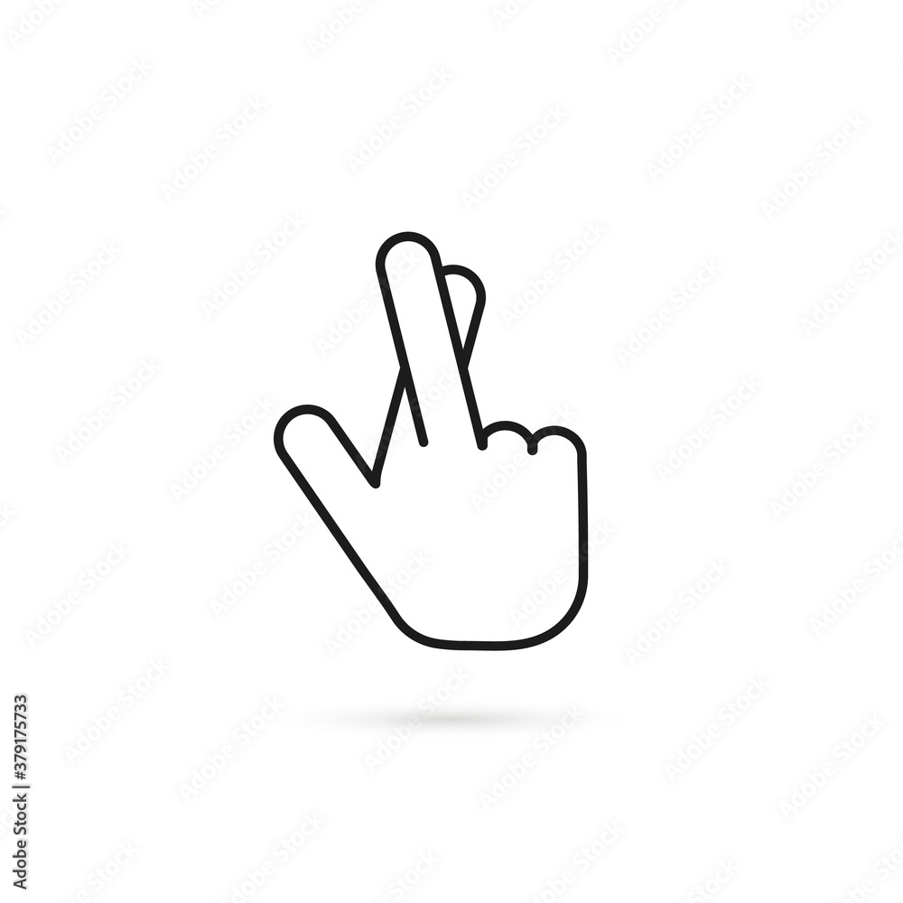 black thin line crossing fingers icon black thin line crossing fingers icon