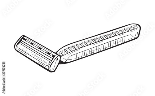 Monochromatic illustration of safety razor on white background