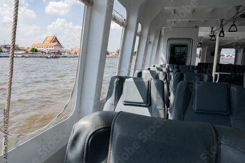 Bangkok series: Empty ferry boat cruising in the river