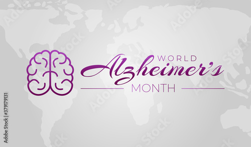 World Alzheimer's Month Background Illustration with Map