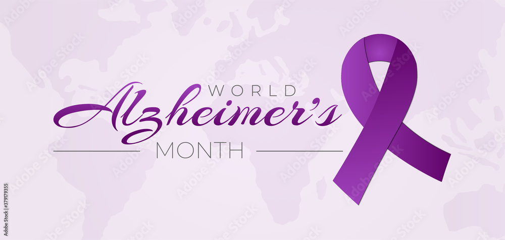 World Alzheimer's Month Background Illustration with Purple Ribbon World Alzheimer's Month Background Illustration with Purple Ribbon