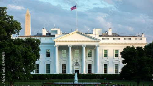 The White House in Washington DC in Afternoon Sunset Timelapse