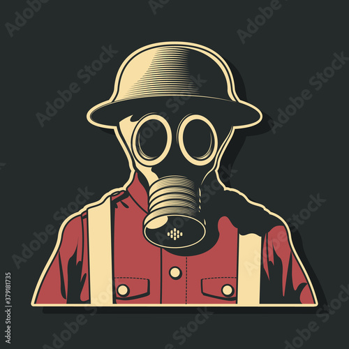 World War 1 Gas Mask Vector Illustration 