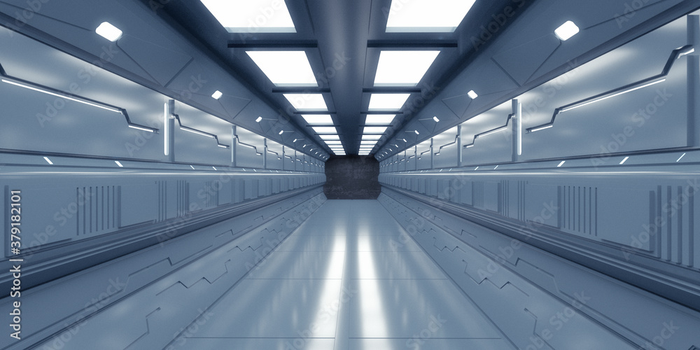 3d render. Futuristic interior corridor design 3d render. Futuristic interior corridor design