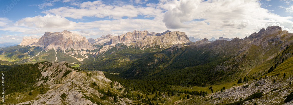 Aerial/Drone - Piz de Medesc (Medesspitze) and Cima Cunturines (Cunturines-Spitze) beautiful panorama landscape of the dolomites mountains, alpes south tyrol Italy Aerial/Drone - Piz de Medesc (Medesspitze) and Cima Cunturines (Cunturines-Spitze) beautiful panorama landscape of the dolomites mountains, alpes south tyrol Italy