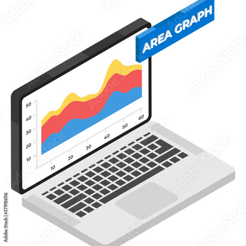 
A layer chart on a graph showing the concept of area chart 
