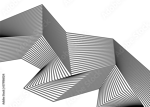 Modern abstract striped pattern of thin broken black parallel lines on a white background. Vector illustration