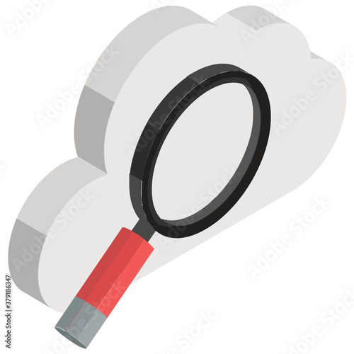
Design of cloud search vector, cloud exploration in editable icon  
