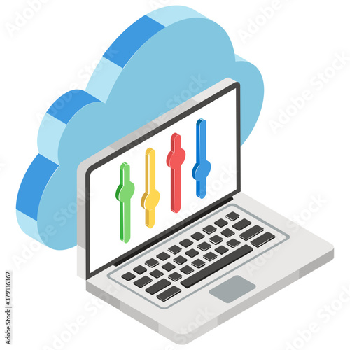 
Volume equalizer with cloud, cloud control icon design 
