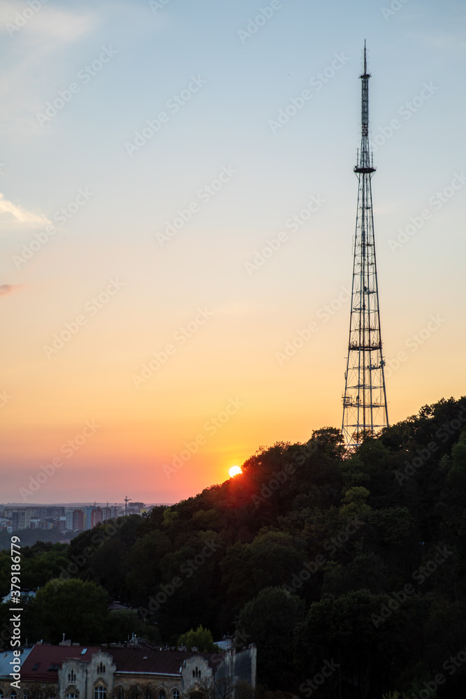 view of sunset over the city