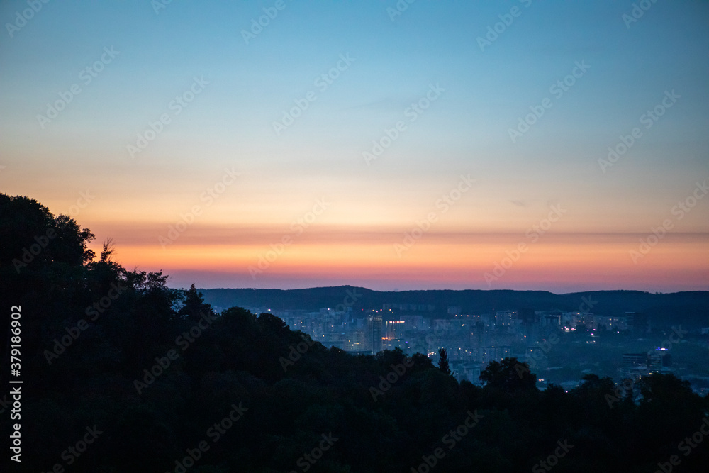 view of sunset over the city