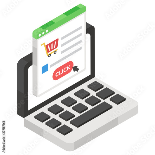 Submit order in modern isometric style conceptualizing shopping website 