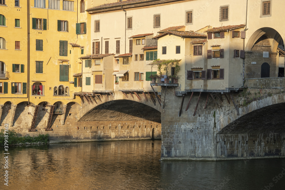 Ponte Vecchio in Florence over the Arno river and Vasari Corridor