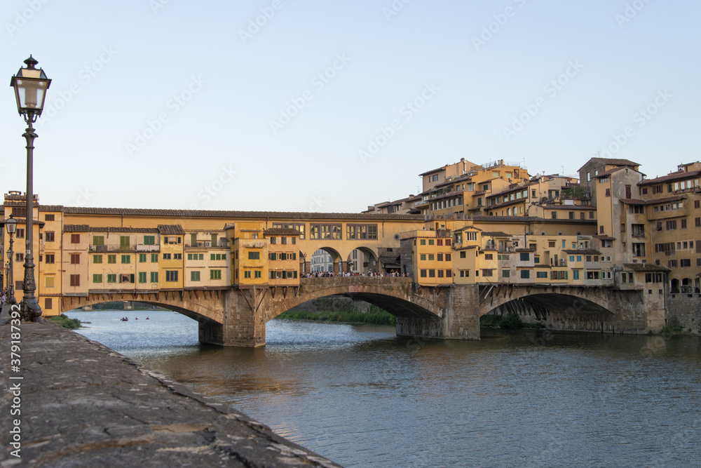 Ponte Vecchio in Florence over the Arno river and Vasari Corridor