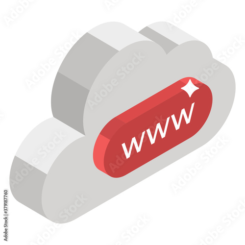 
Internet cloud icon design, cloud with world wide web 
