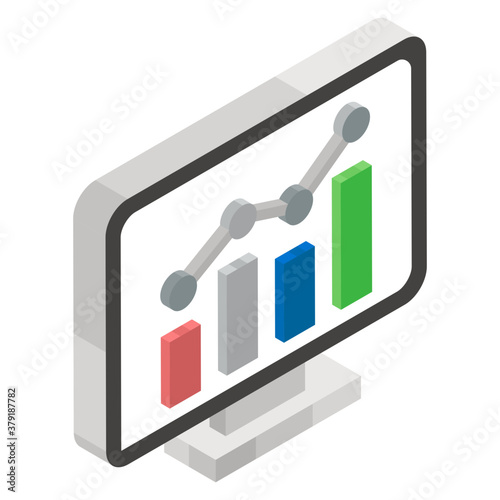  Trend chart inside computer, traffic analysis concept 