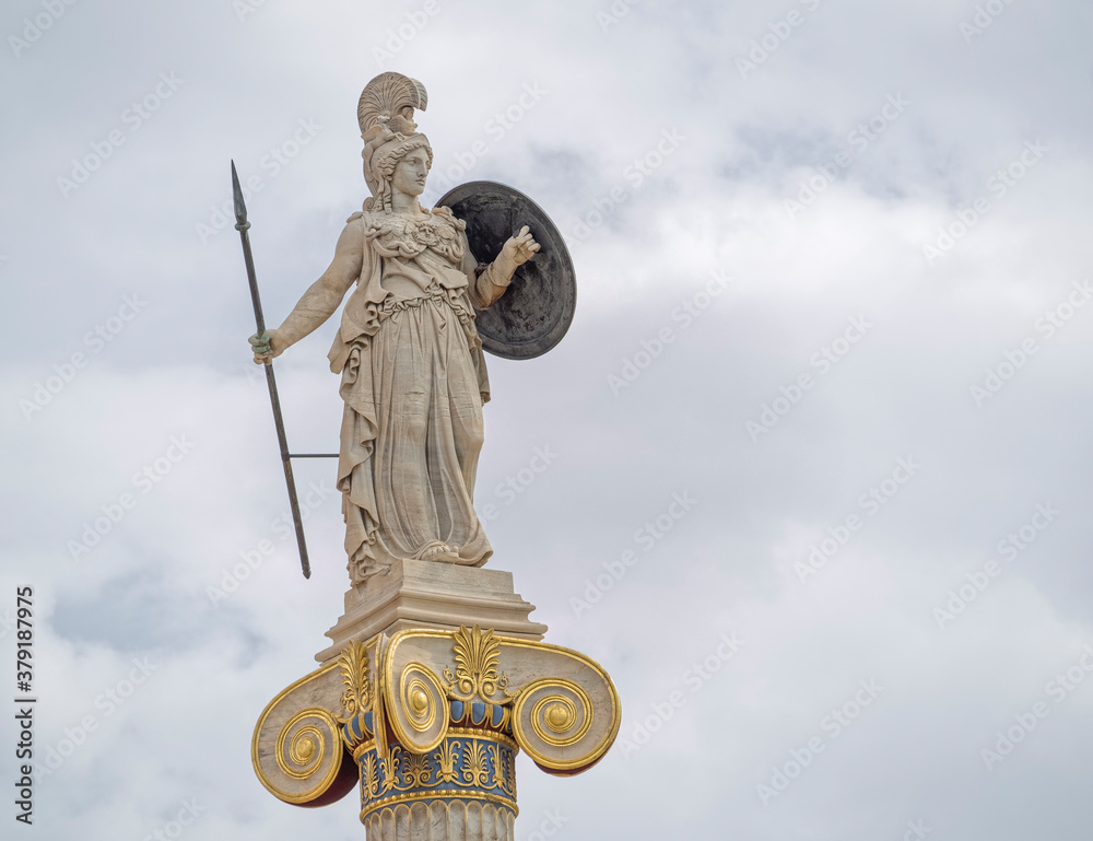 Φωτογραφία Athena statue, the ancient Greek goddess of knowledge and wisdom, space for text