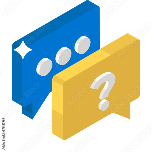 
Faq communication vector isometric design, discuss concept 
