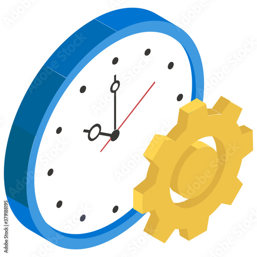 
Time management icon in modern isometric style, time configuration 
