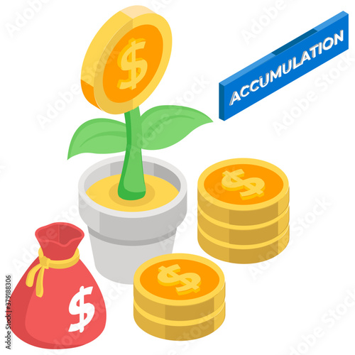 
Isometric style of wealth accumulation, money growth
