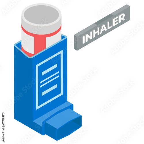 
Asthma inhaler device, isometric icon of inhaler vector design 
