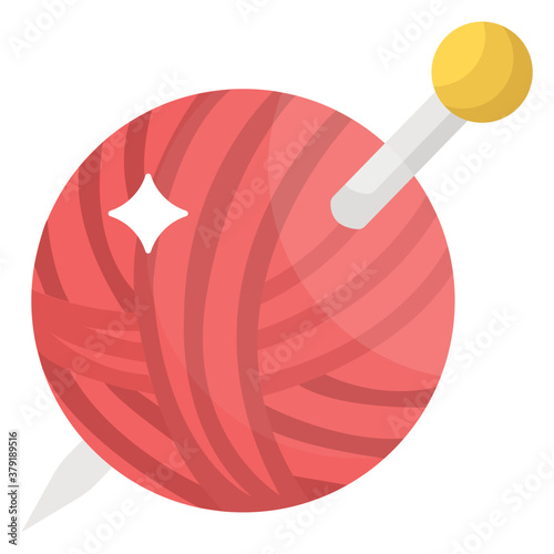 
Crochet concept vector, spool with needle 
